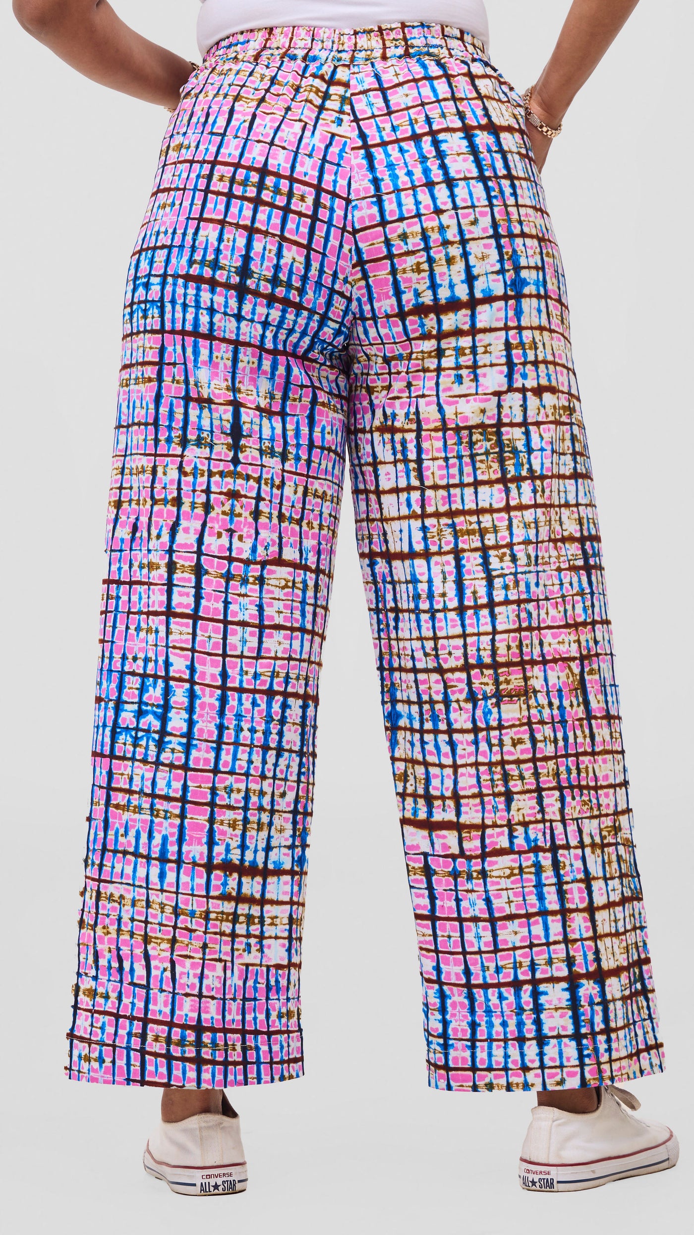 Vivo Kitenge Wide Leg Pants - Blue / Pink Azizi Print