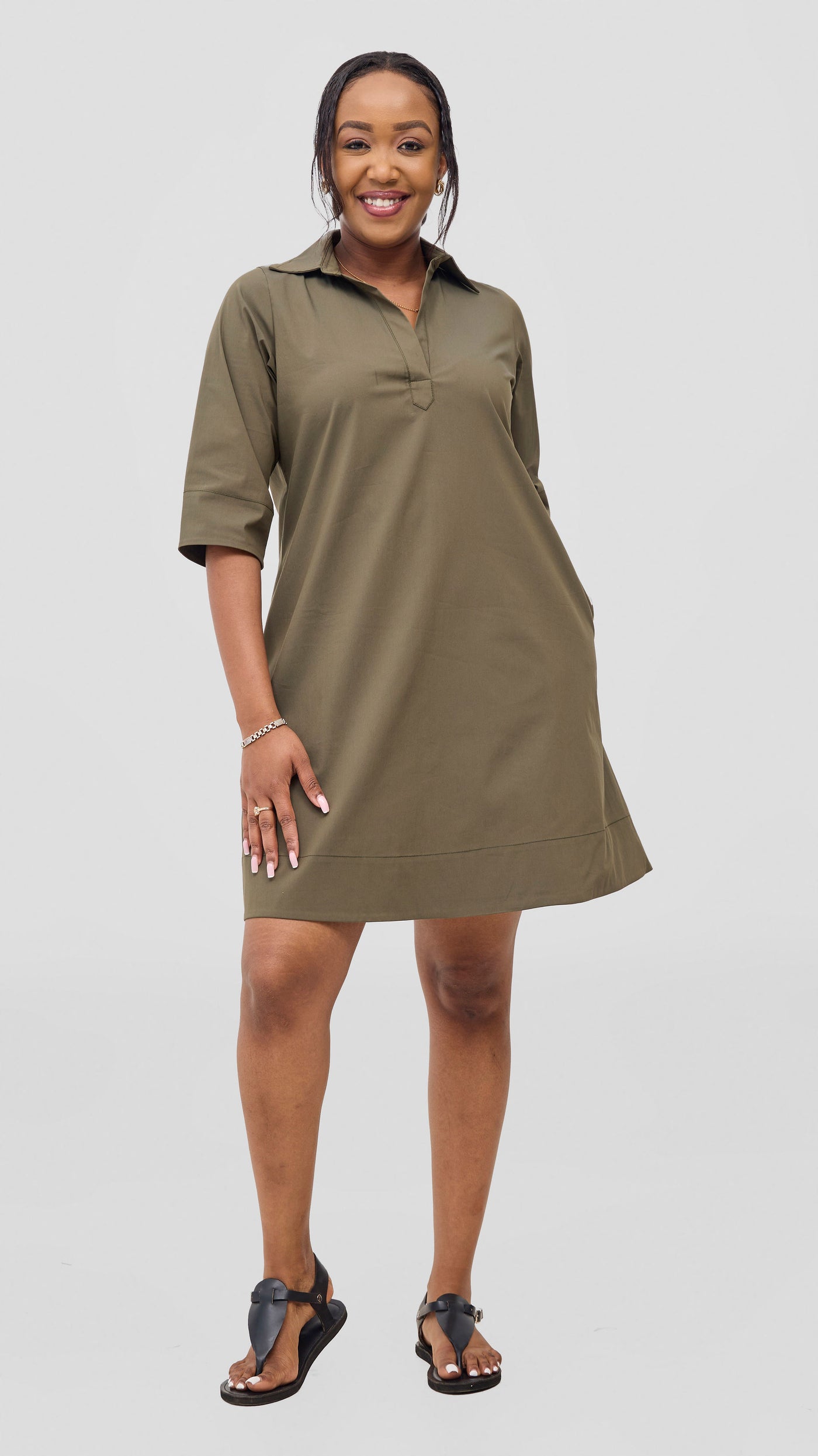 Safari by Vivo  Mansi Wide Hem Tent Dress - Hunters
