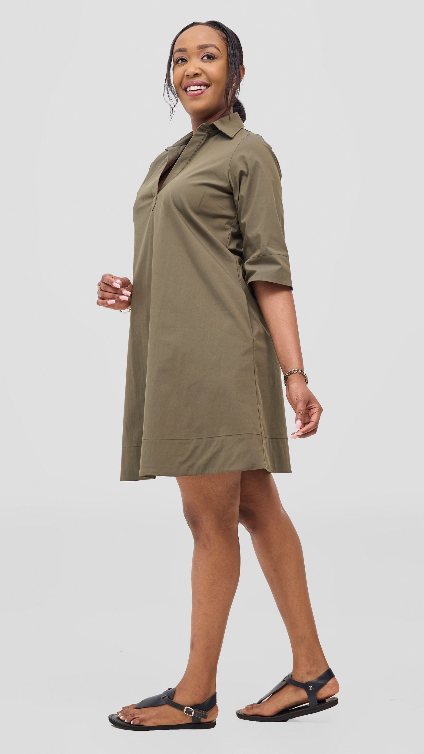 Safari by Vivo  Mansi Wide Hem Tent Dress - Hunters