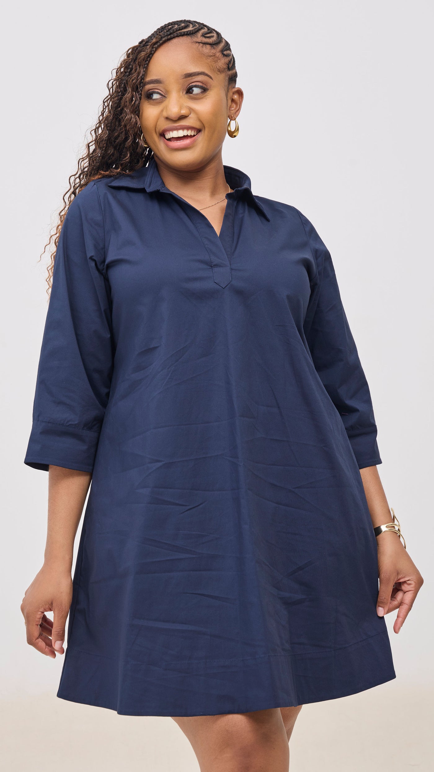 Safari by Vivo  Mansi Wide Hem Tent Dress - Navy