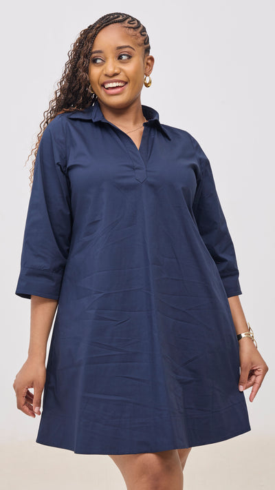 Safari by Vivo  Mansi Wide Hem Tent Dress - Navy