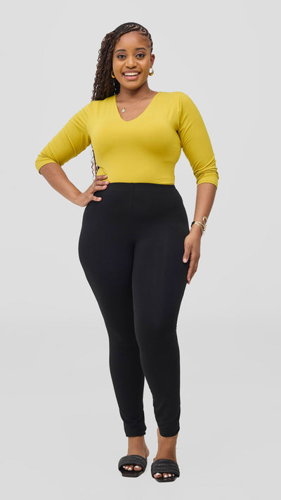 Vivo Basic 3/4 Sleeve Double Layered Bodysuit - Olive
