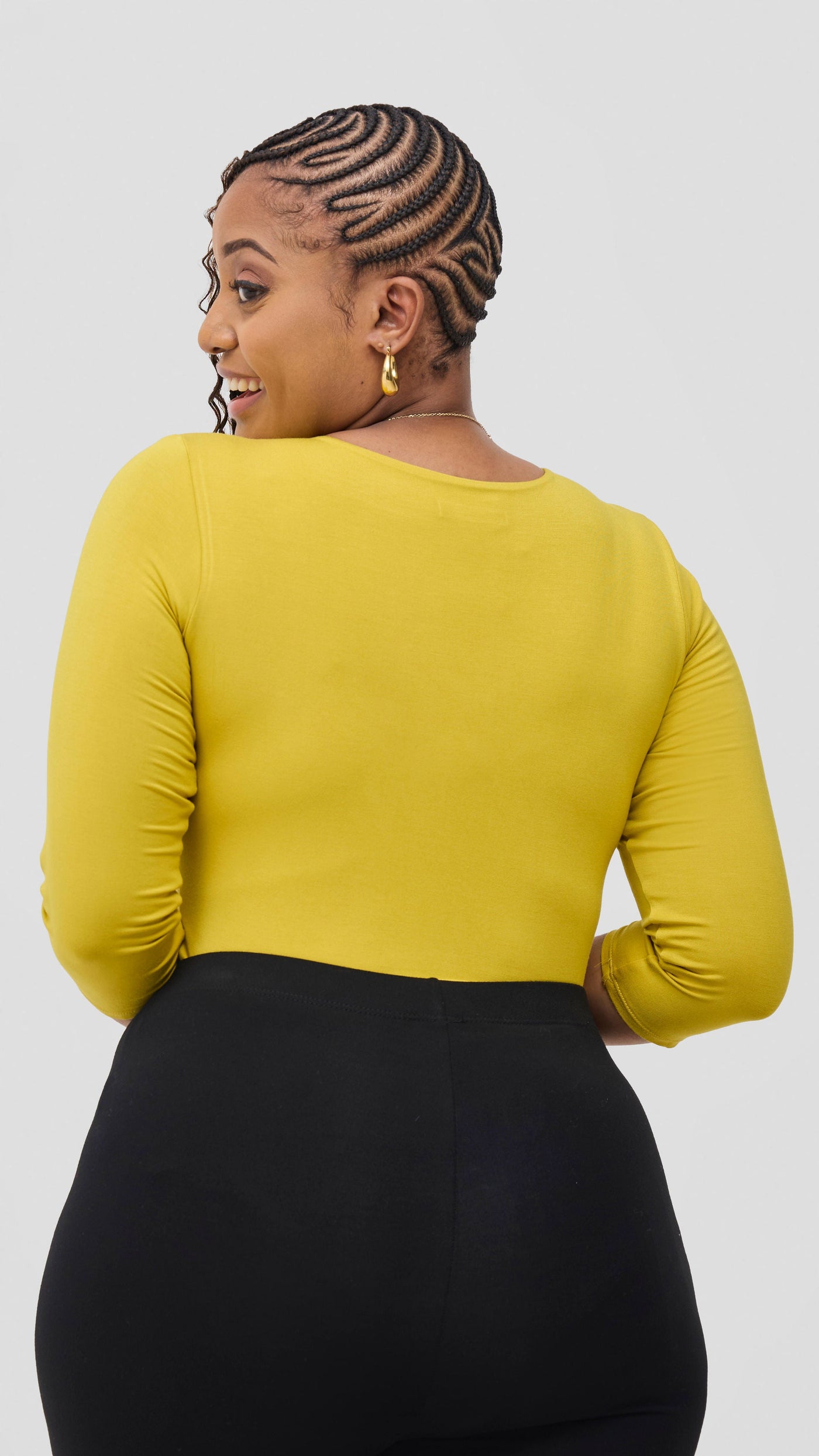 Vivo Basic 3/4 Sleeve Double Layered Bodysuit - Olive