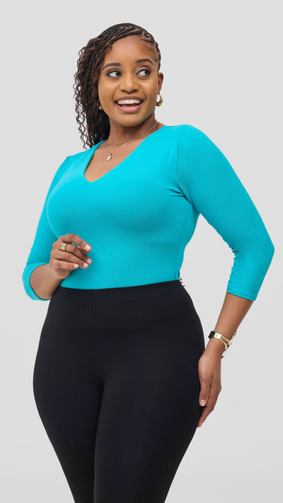 Vivo Basic 3/4 Sleeve Double Layered Bodysuit - Sea Green