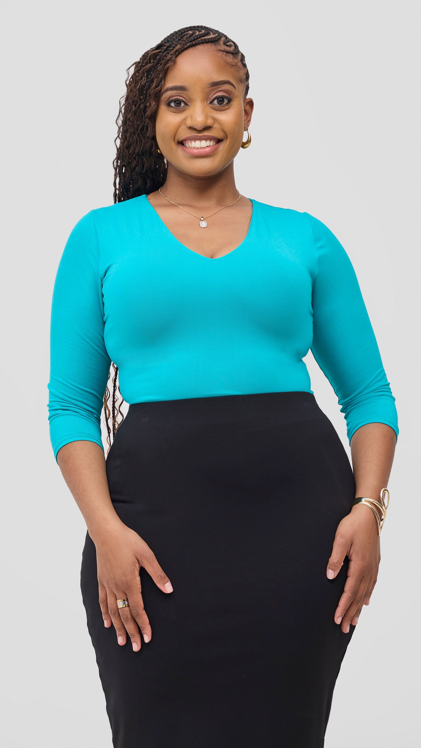 Vivo Basic 3/4 Sleeve Double Layered Bodysuit - Sea Green