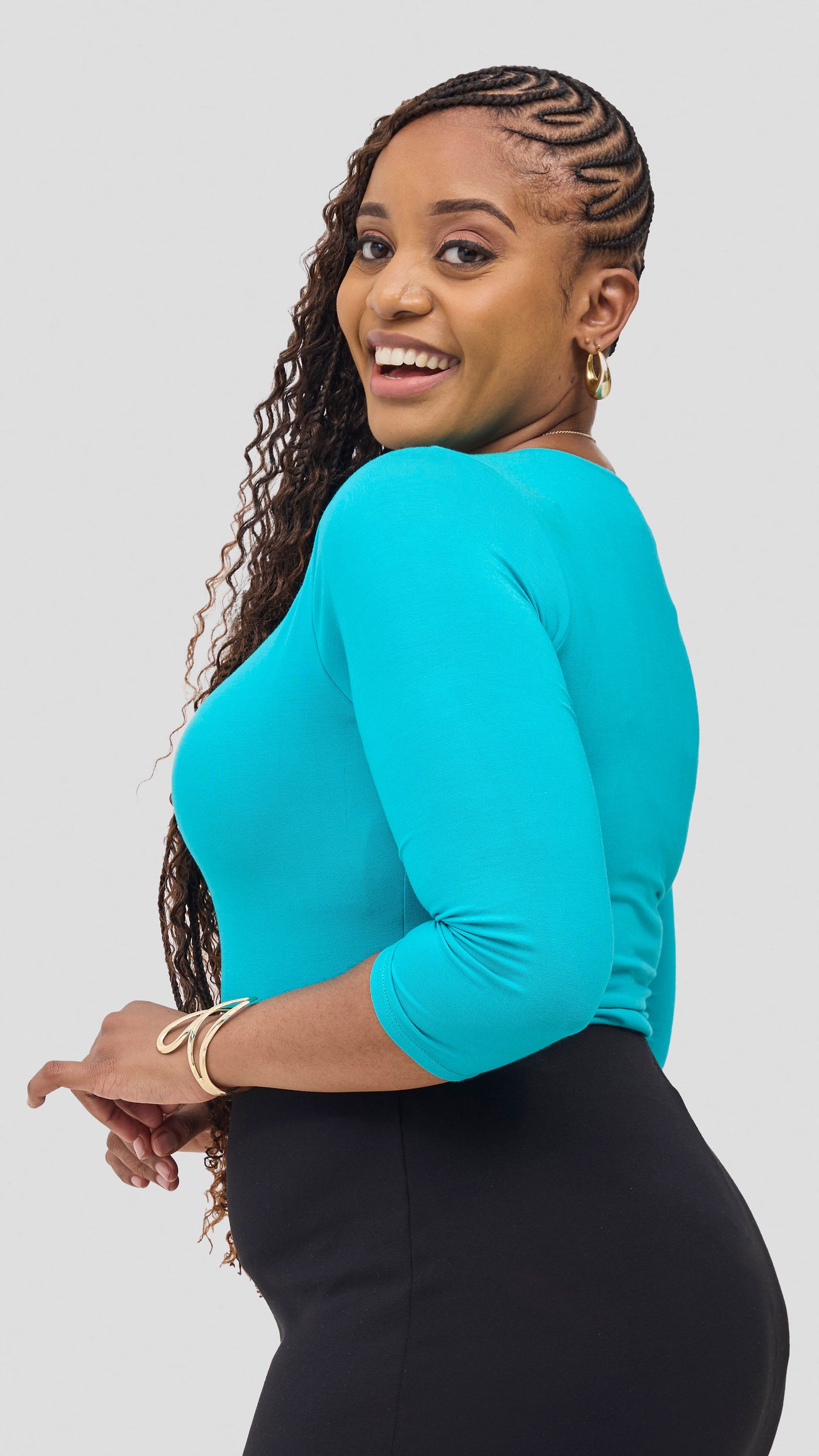 Vivo Basic 3/4 Sleeve Double Layered Bodysuit - Sea Green