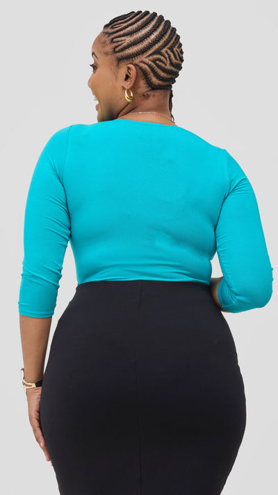 Vivo Basic 3/4 Sleeve Double Layered Bodysuit - Sea Green