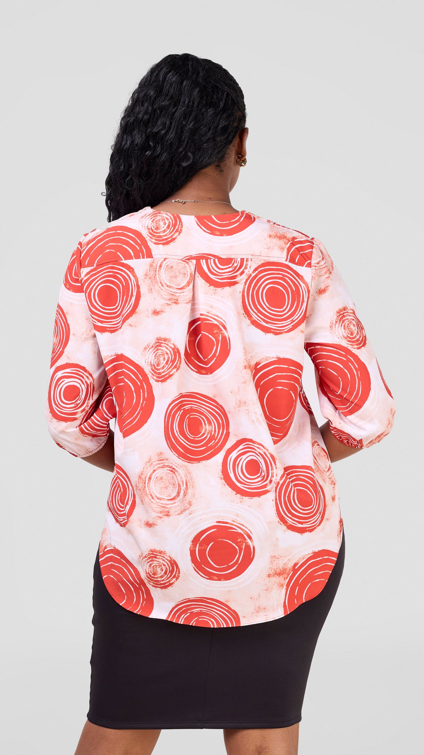 Vivo Dua 3/4 Sleeved V Neck Shirt - Red / Peach