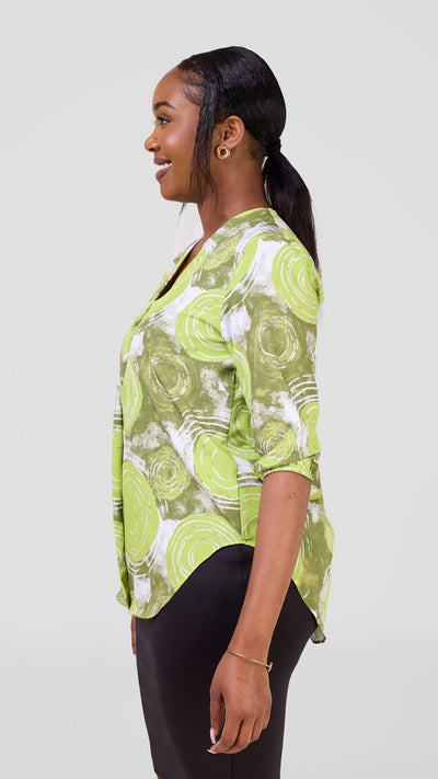 Vivo Dua 3/4 Sleeved V Neck Shirt - Hunters / Lime