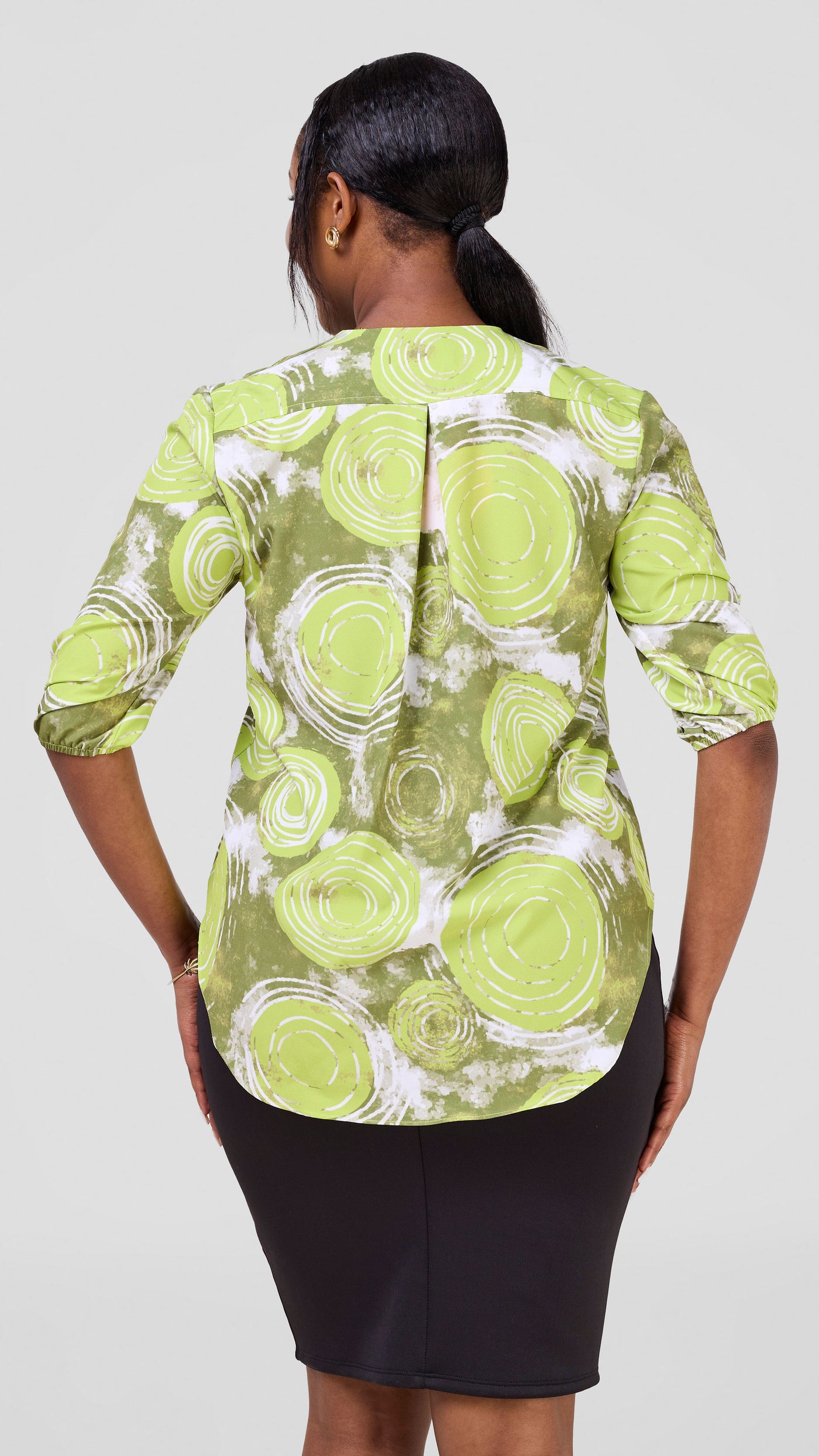 Vivo Dua 3/4 Sleeved V Neck Shirt - Hunters / Lime