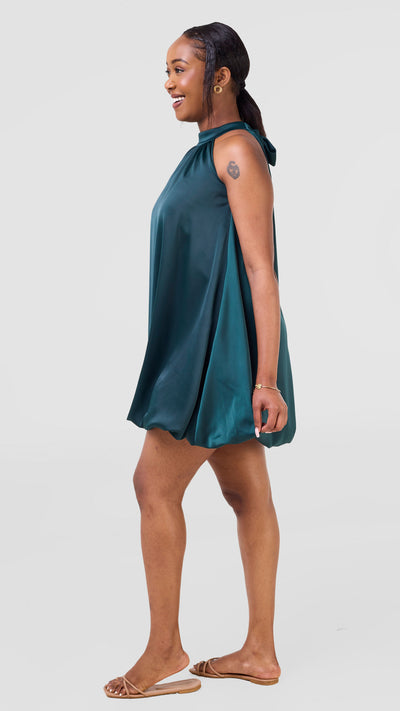 Vivo Iyana Knee Length Bubble Dress - Dark Green