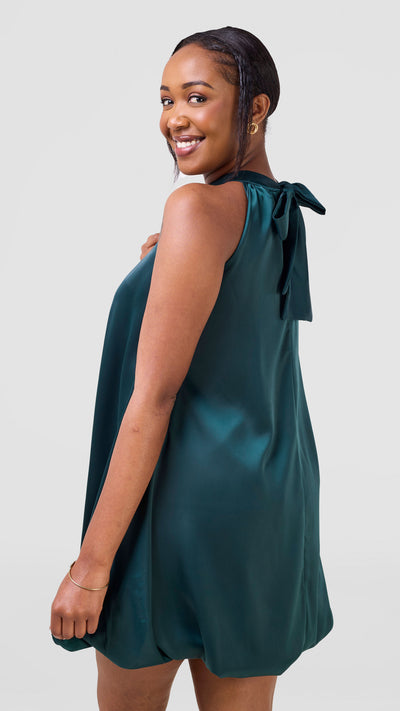 Vivo Iyana Knee Length Bubble Dress - Dark Green