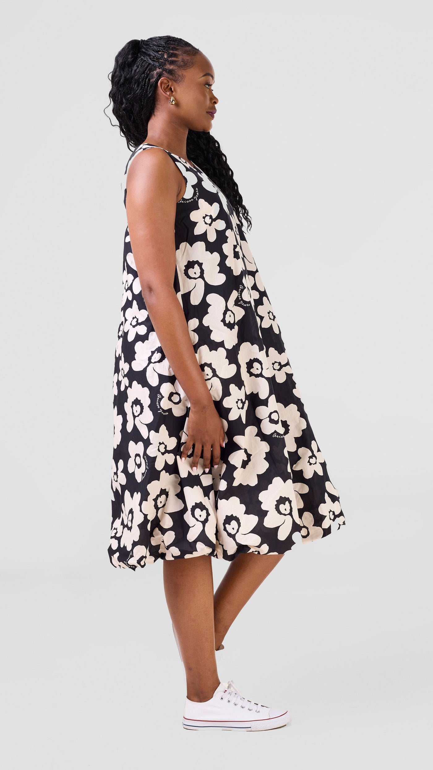 Safari by Vivo  Nazari Bubble Midi Dress - Black / Beige Print