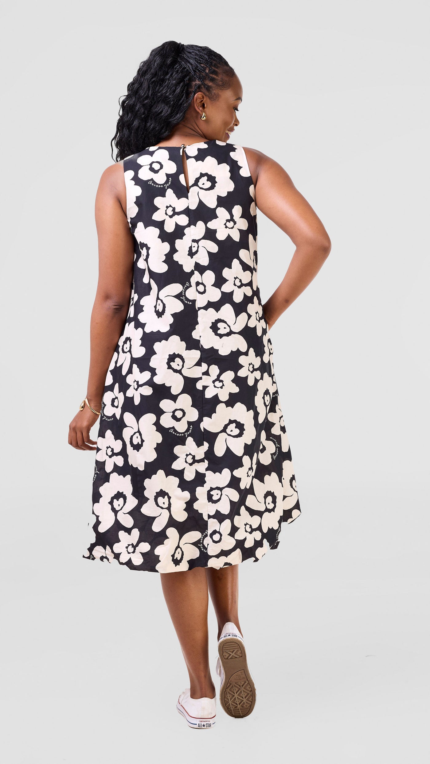 Safari by Vivo  Nazari Bubble Midi Dress - Black / Beige Print