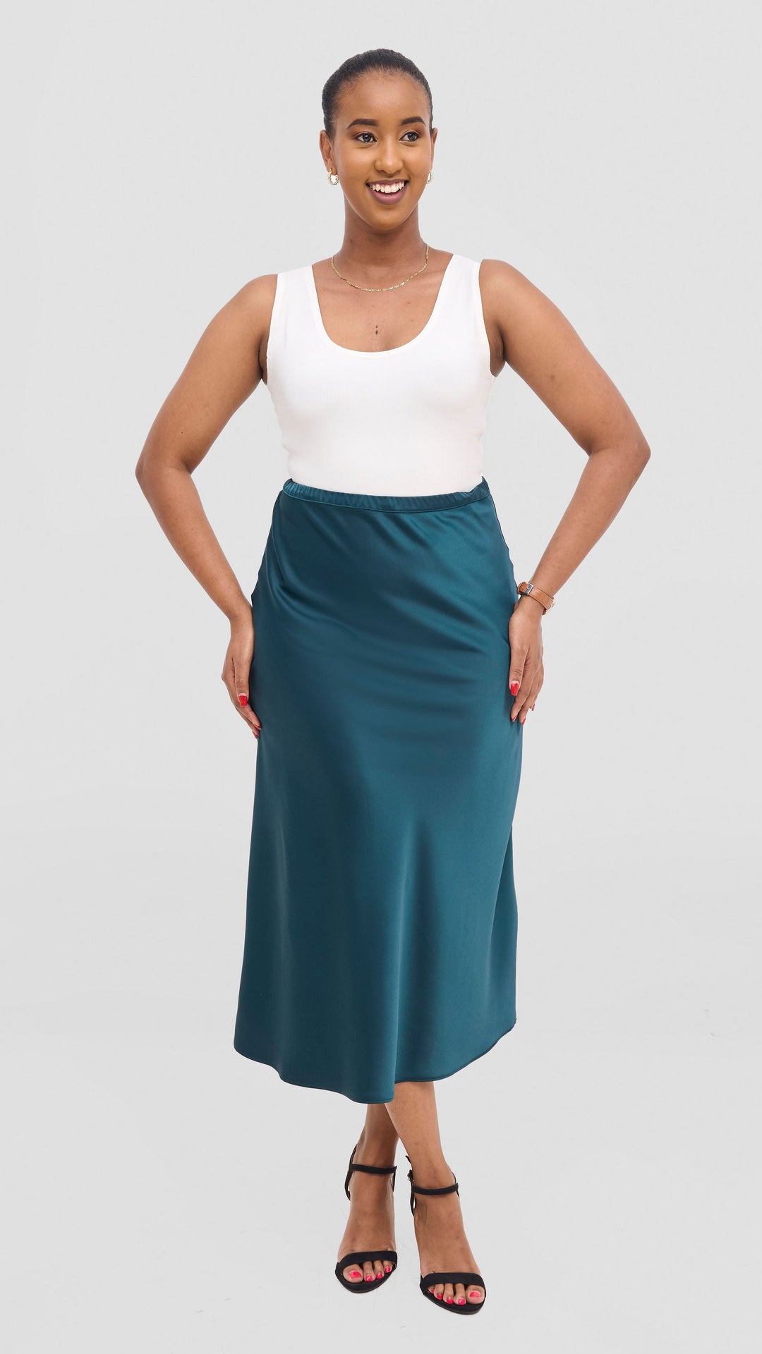 Vivo Samira Slip Skirt - Dark Green
