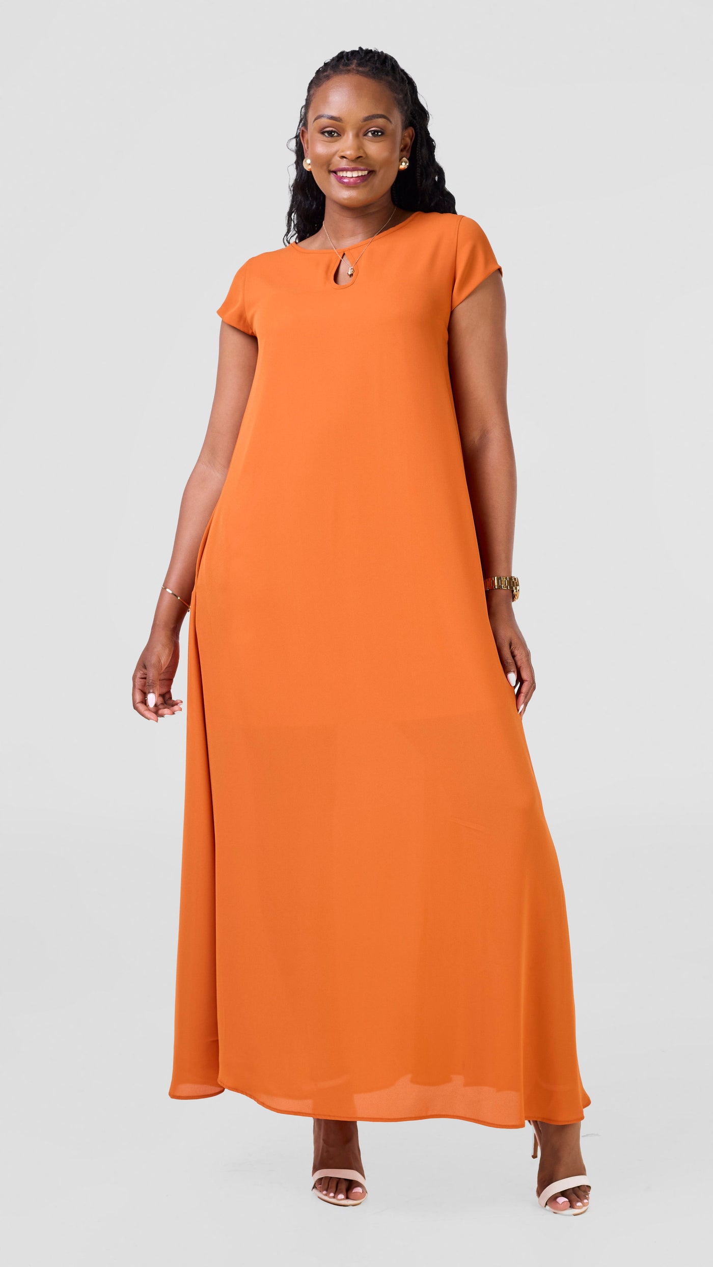Vivo Sierra Maxi Chiffon Dress - Rust