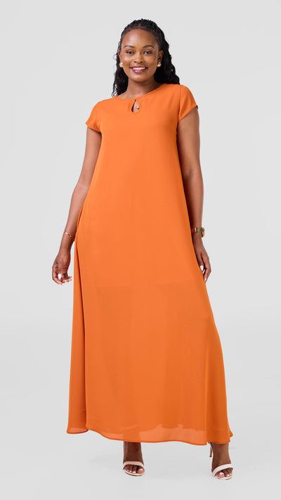 Vivo Sierra Maxi Chiffon Dress - Rust