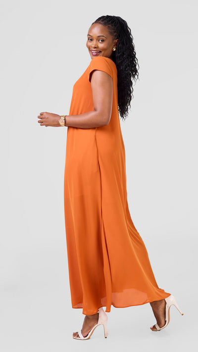 Vivo Sierra Maxi Chiffon Dress - Rust