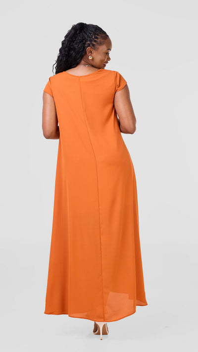Vivo Sierra Maxi Chiffon Dress - Rust