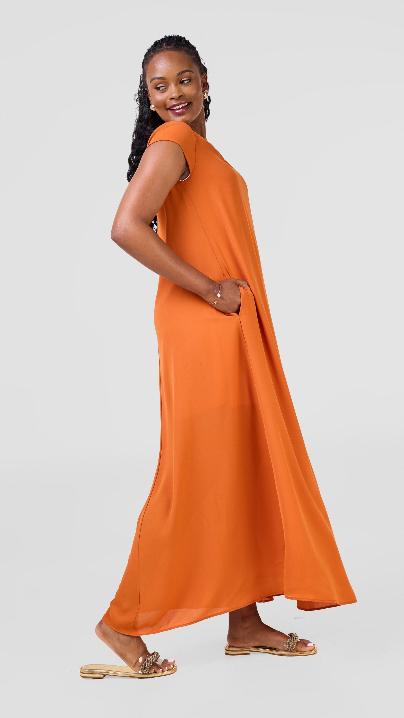 Vivo Sierra Maxi Chiffon Dress - Rust