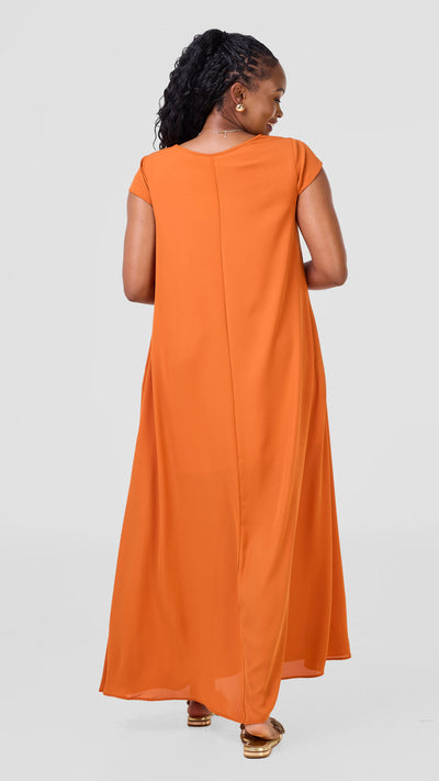 Vivo Sierra Maxi Chiffon Dress - Rust