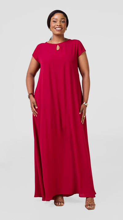Vivo Sierra Maxi Chiffon Dress - Dark Pink