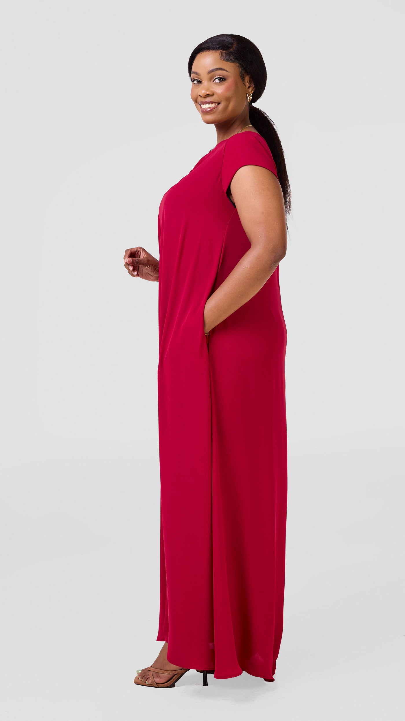 Vivo Sierra Maxi Chiffon Dress - Dark Pink