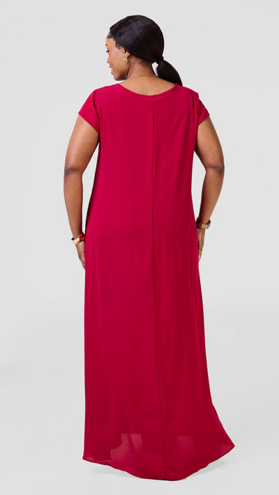 Vivo Sierra Maxi Chiffon Dress - Dark Pink