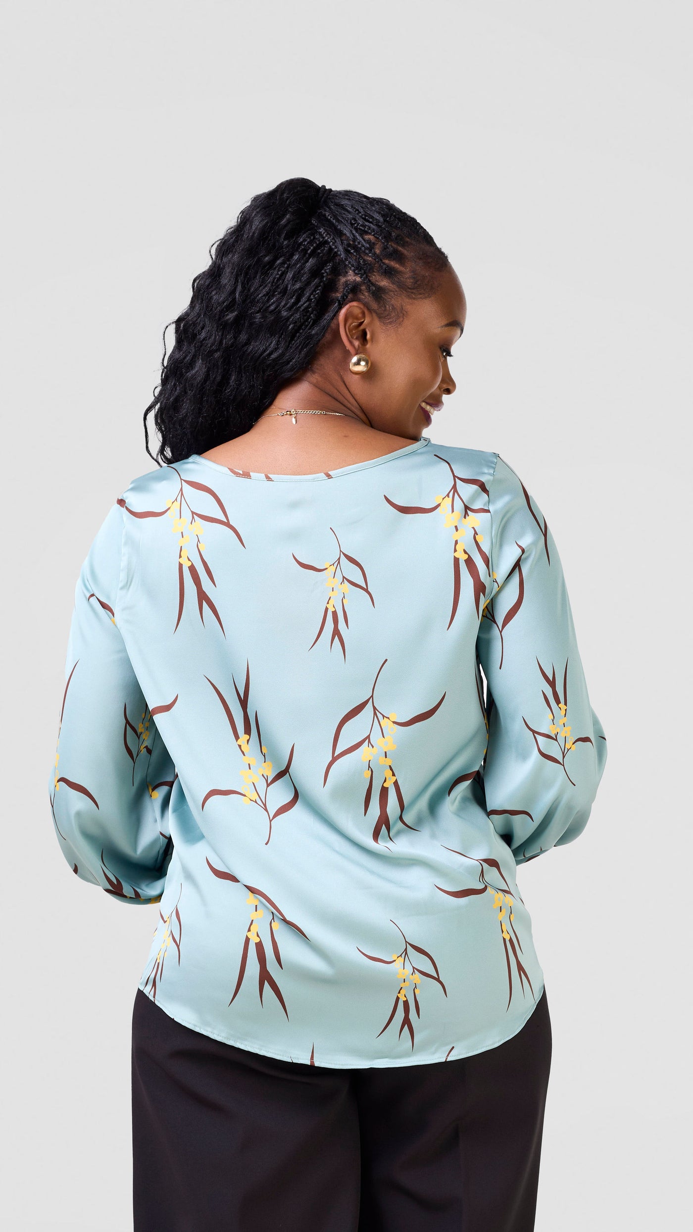 Vivo Tatili Long Sleeve Bishop Top - Mint / Yellow Kari Print