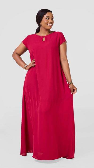 Vivo Sierra Maxi Chiffon Dress - Dark Pink