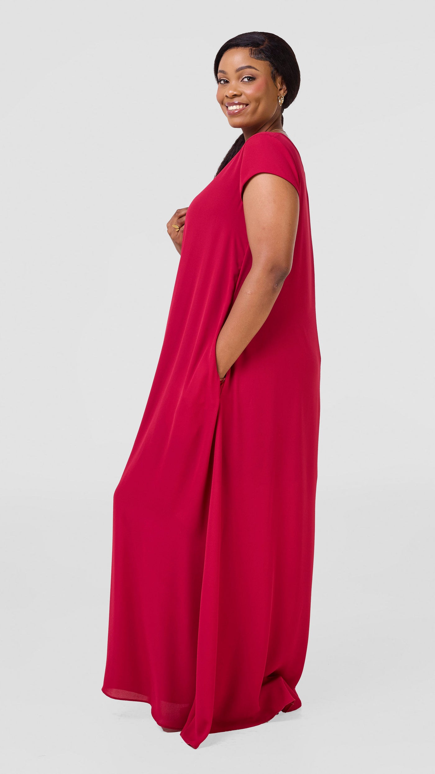 Vivo Sierra Maxi Chiffon Dress - Dark Pink