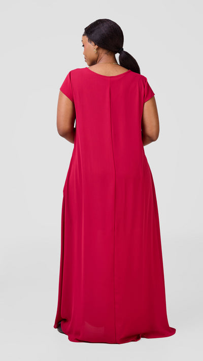 Vivo Sierra Maxi Chiffon Dress - Dark Pink