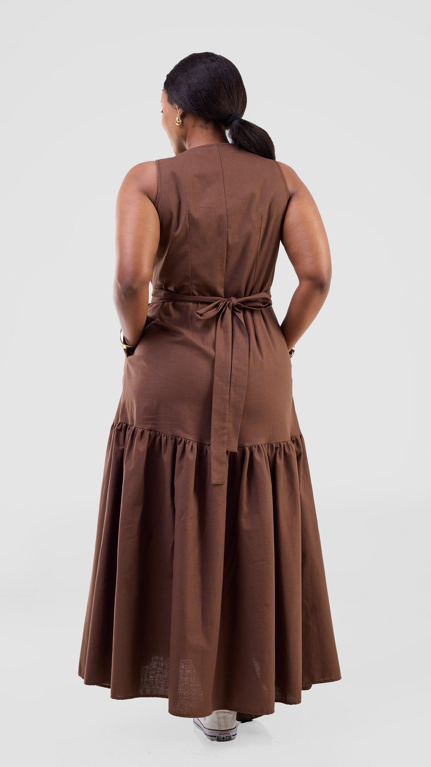 Safari Naledi Gathered Panel Wrap Dress - Chocolate