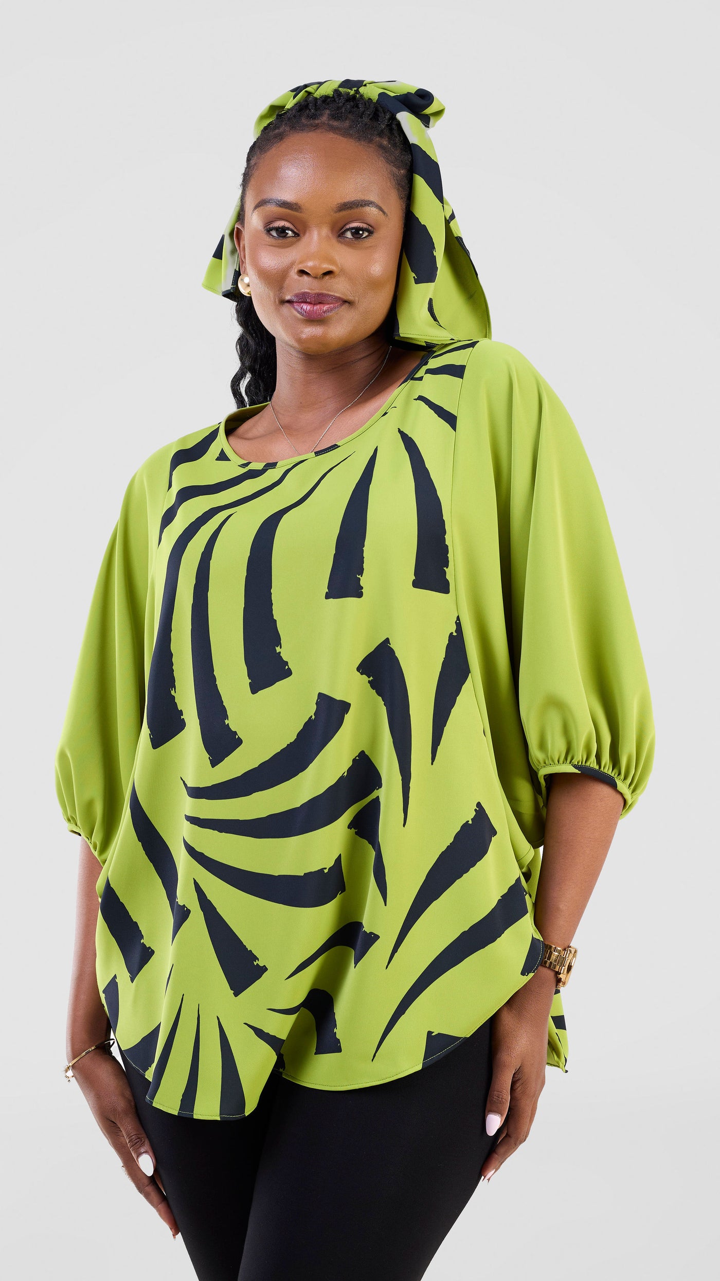 Vivo Seli Wide Top - Lime / Green Raha Print