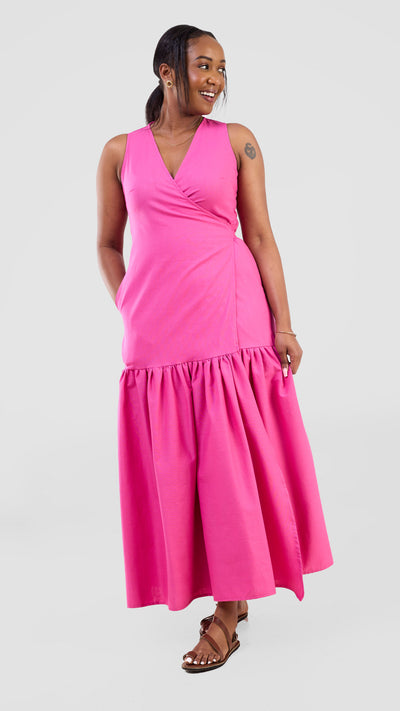 Safari Naledi Gathered Panel Wrap Dress - Pink