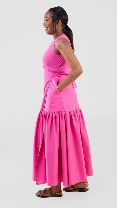 Safari Naledi Gathered Panel Wrap Dress - Pink