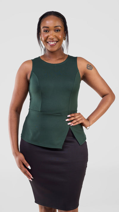 Vivo Lena Sleeveless Top - Dark Green