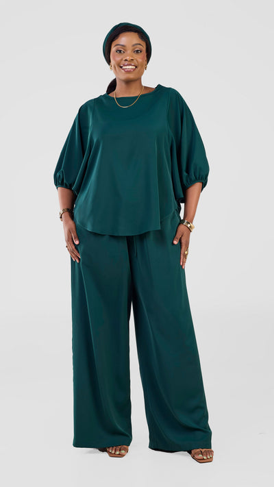 Vivo Seli Wide Leg Pants - Dark Green