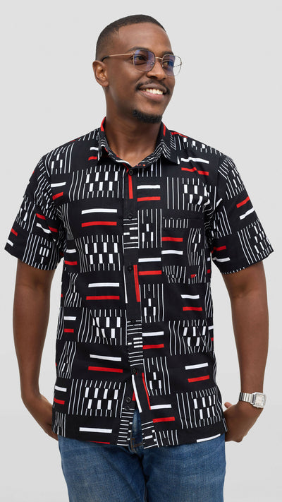 Rafiki Thread Curvy Plus Size African Heritage Shirt - Black