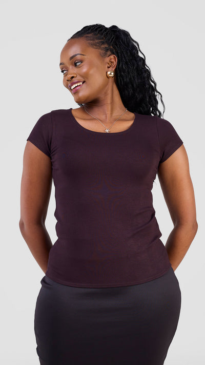 Vivo Everyday Cap Sleeve Top - Chocolate