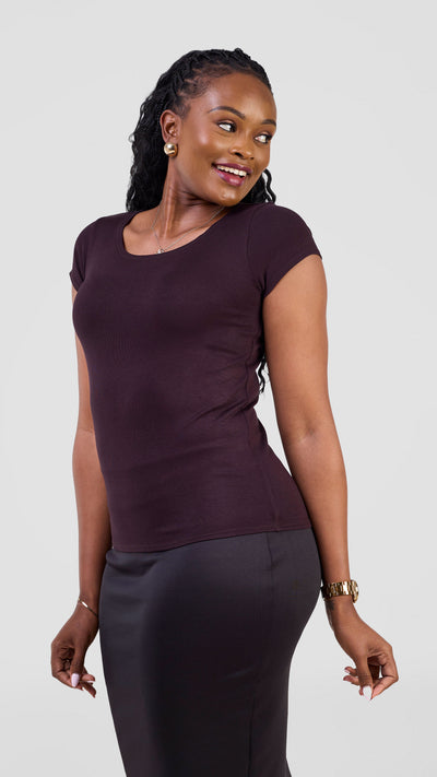 Vivo Everyday Cap Sleeve Top - Chocolate