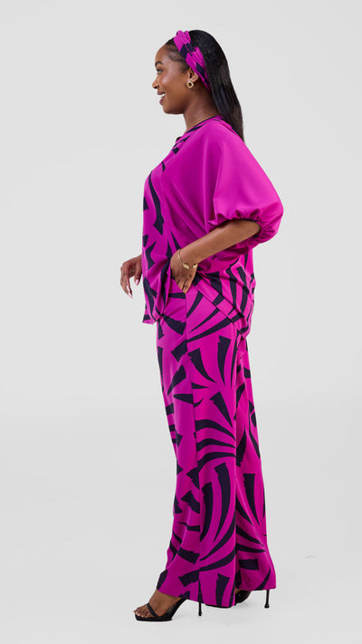 Vivo Seli Wide Top - Magenta / Navy Raha Print