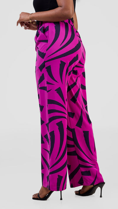 Vivo Seli Wide Leg Pants - Magenta / Navy Raha Print