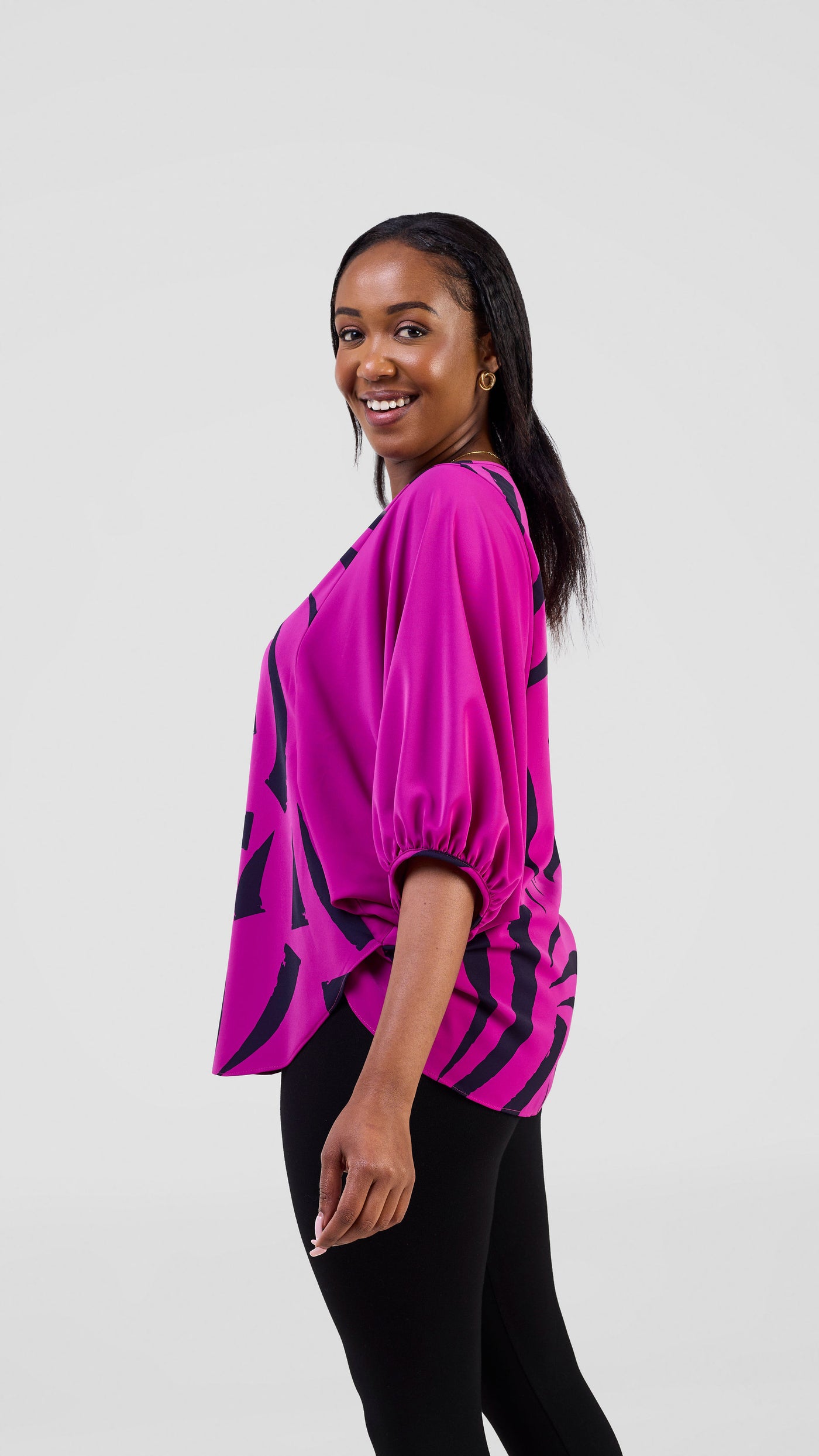Vivo Seli Wide Top - Magenta / Navy Raha Print