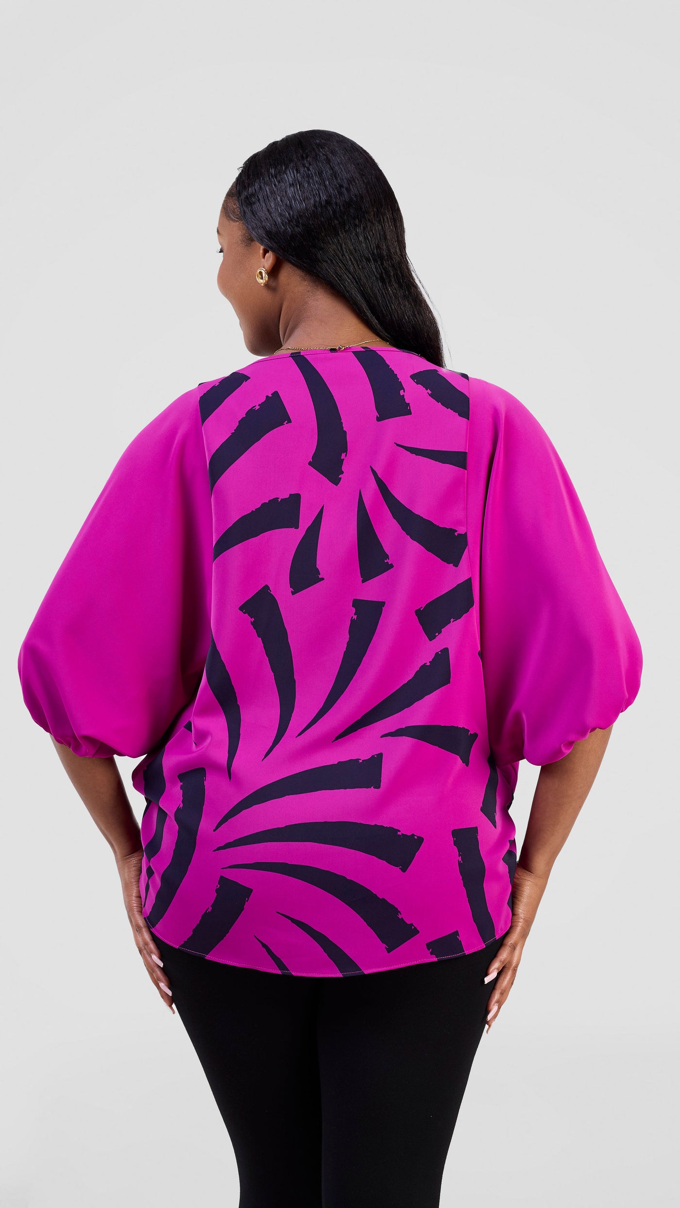 Vivo Seli Wide Top - Magenta / Navy Raha Print