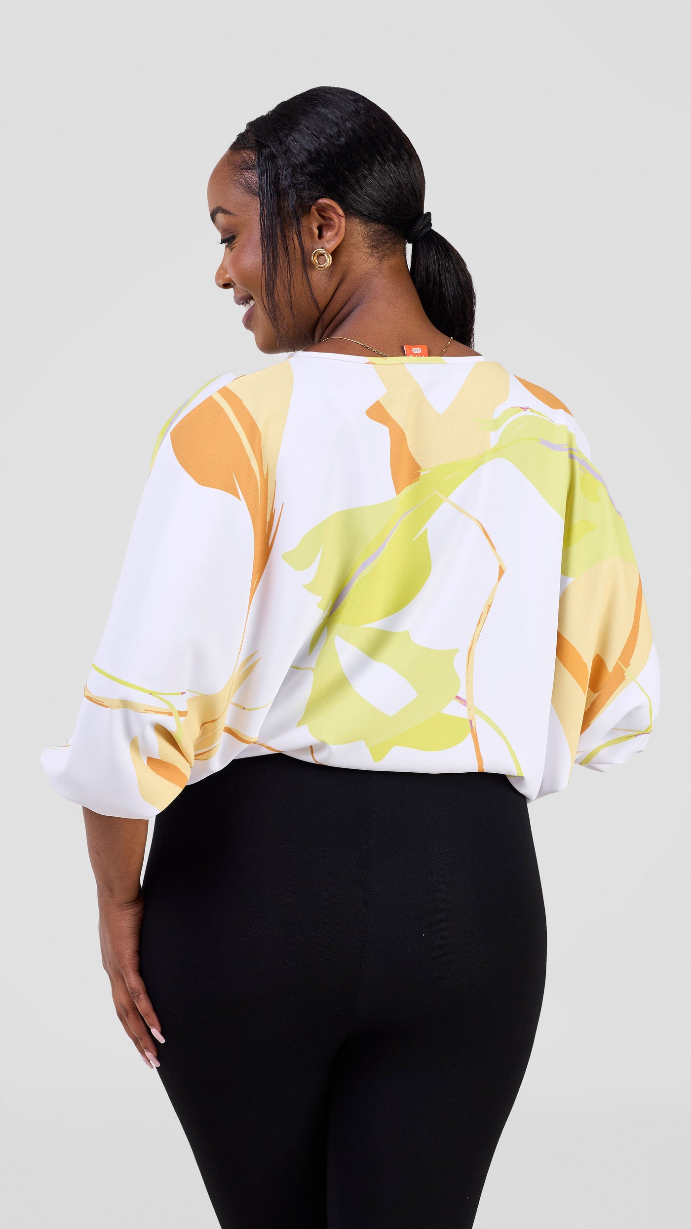 Vivo Kemi Dolman Top - White / Lime Emi Print