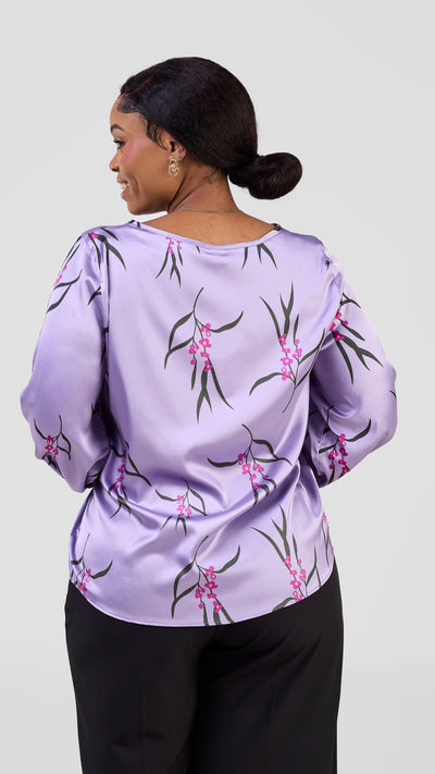Vivo Tatili Long Sleeve Bishop Top - Lilac / Pink Kari Print