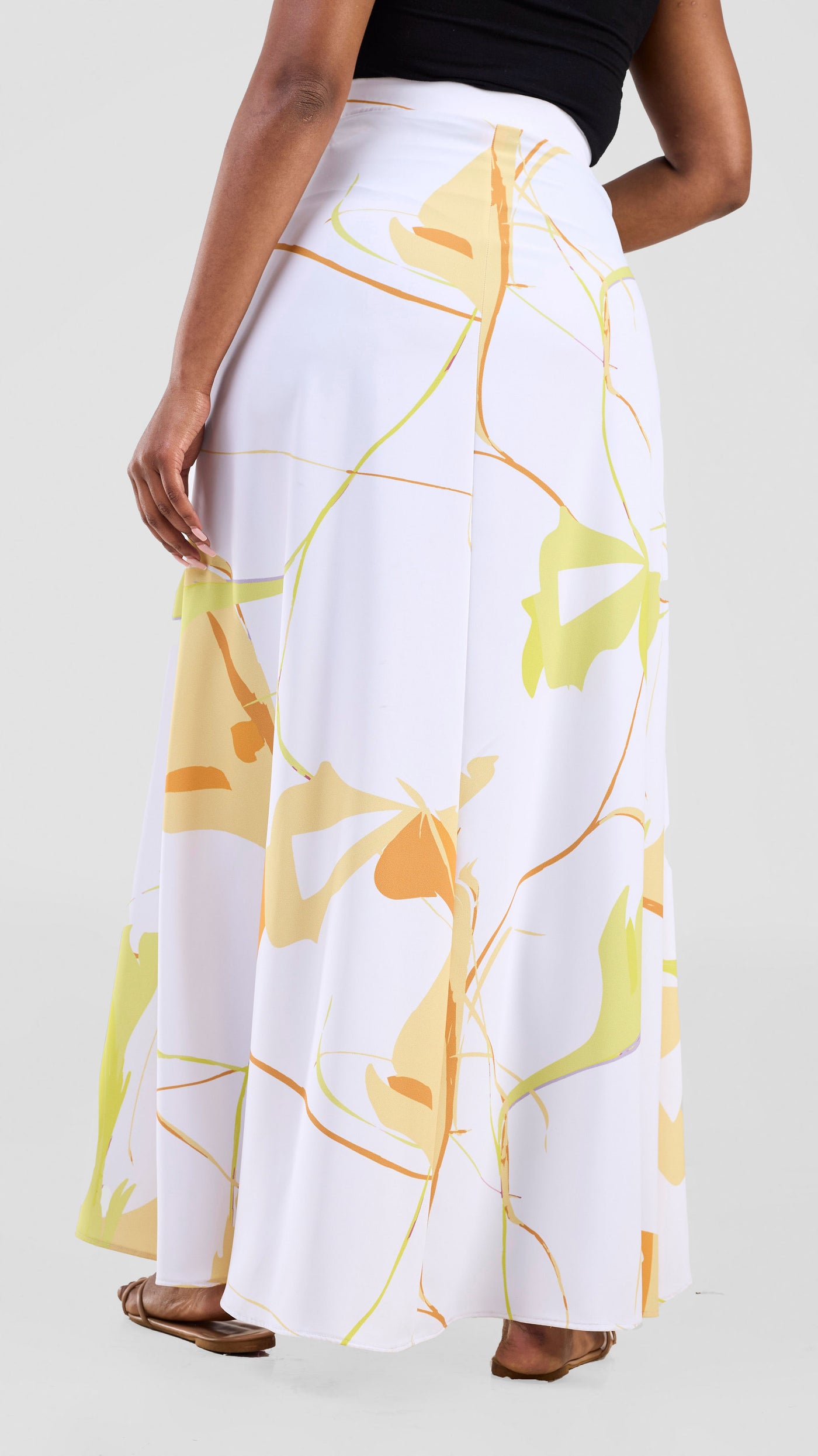 Vivo Kemi Maxi Skirt - White / Lime Emi Print