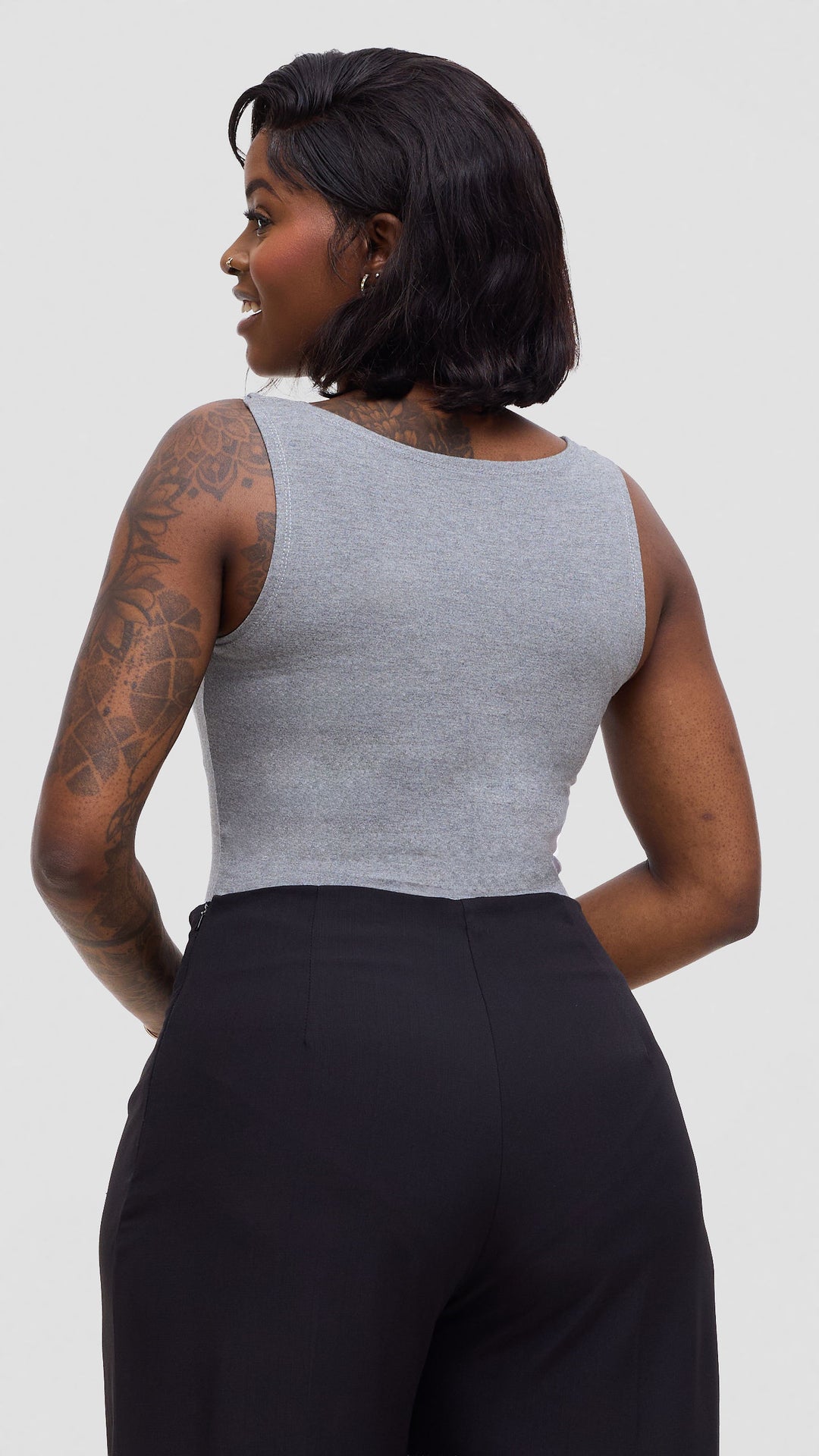 Vivo Basic Sleeveless Bodysuit - Light Grey