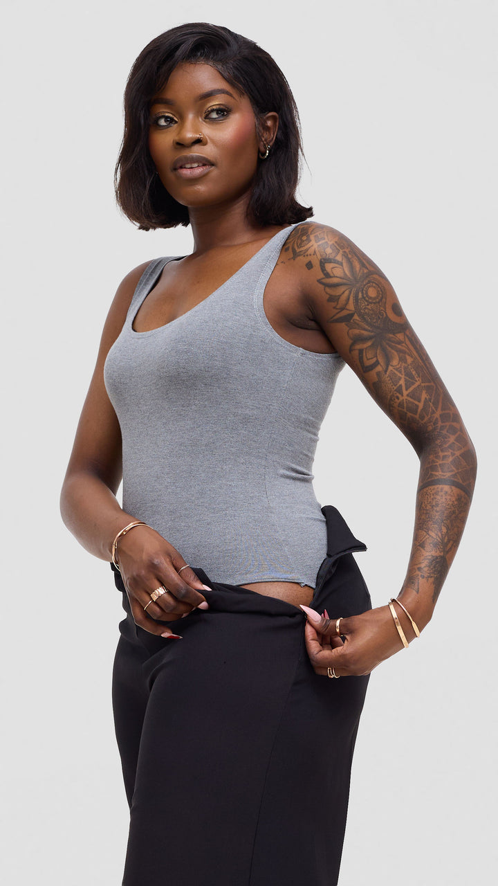 Vivo Basic Sleeveless Bodysuit - Light Grey